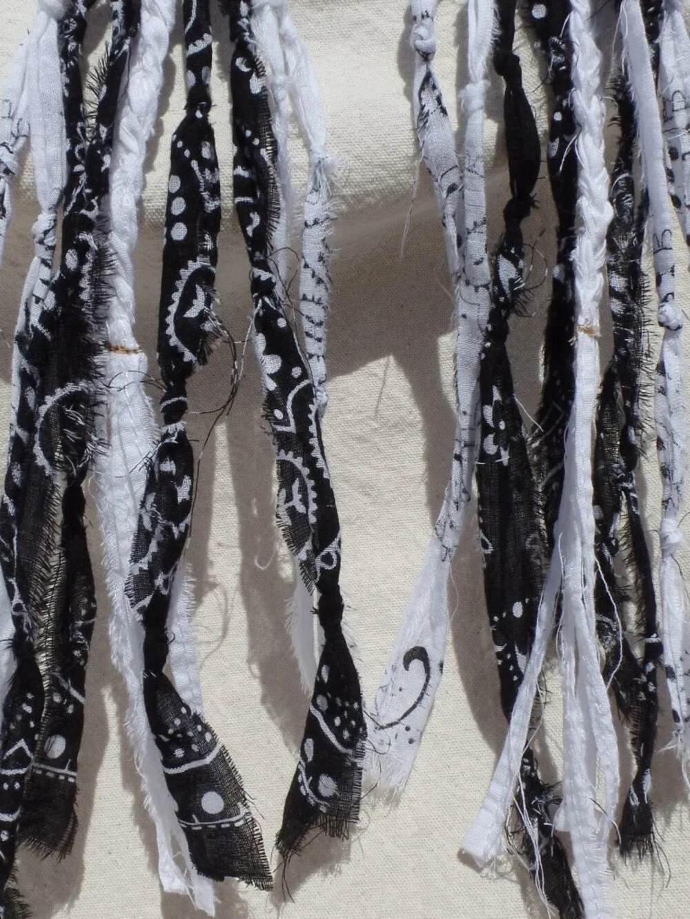 Hand Crafted Hair Tie Swag (1) BLACK & WHITE